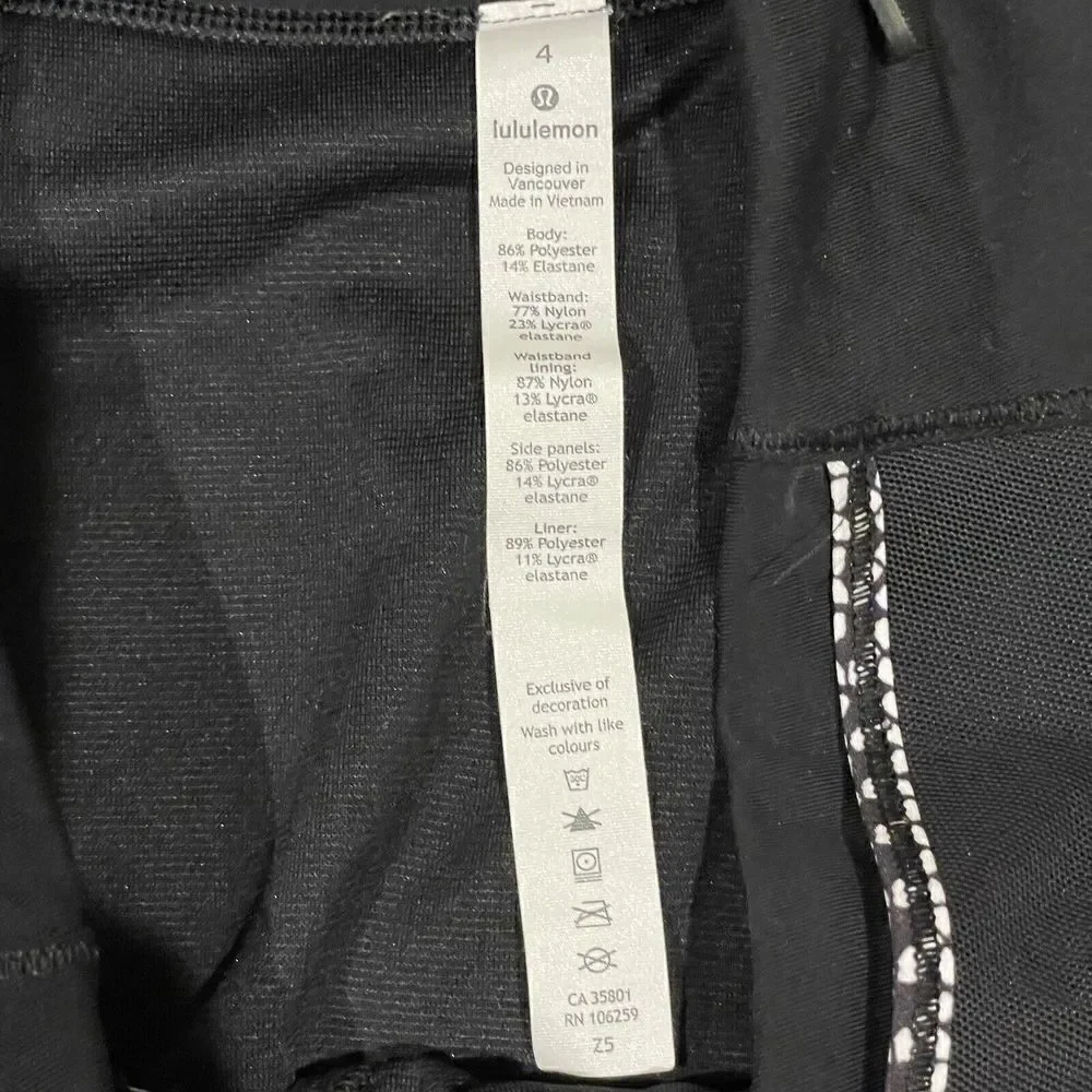 Lululemon Real Quick Perforated Shorts Monochromatic Black White Running Size 4